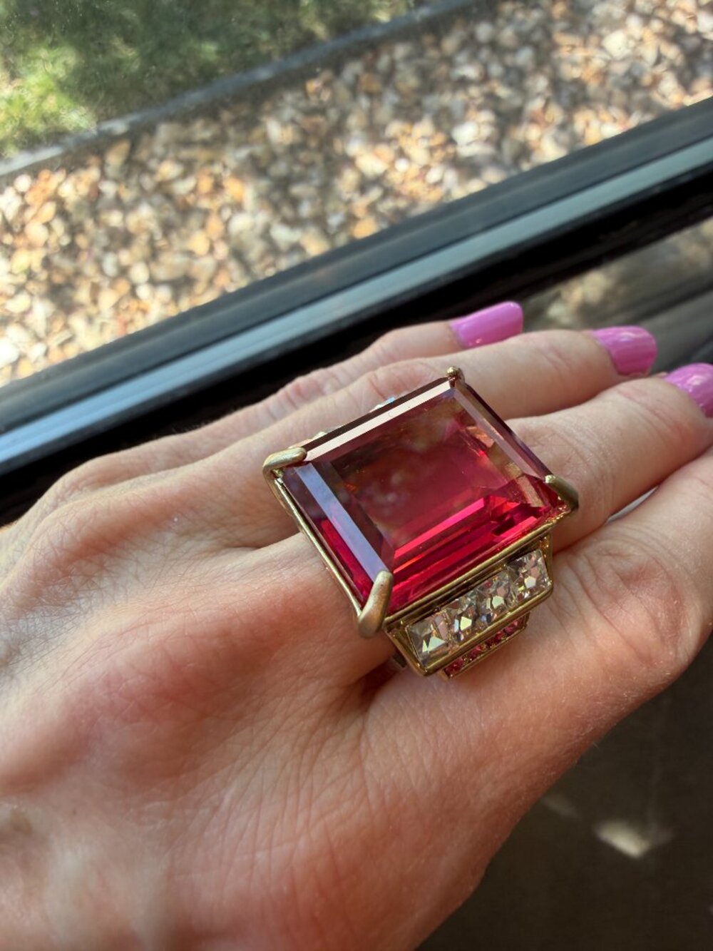 NIB Massive HEIDI DAUS Rock Ensemble Crystal Deco Rose Ring! - 6.5/6.75